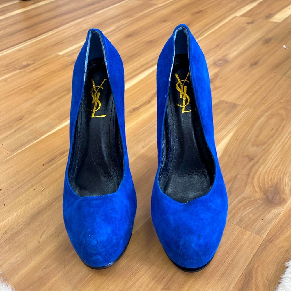 YSL Blue Suede heels good condition size 39